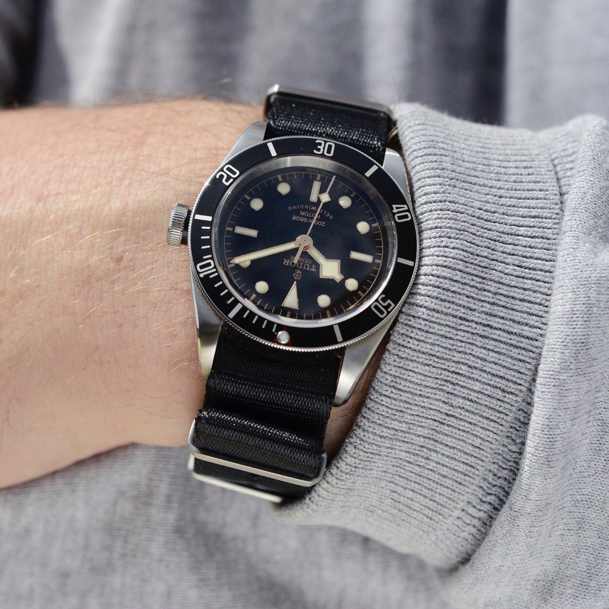 Deluxe Nylon Nato Horlogeband Diep Zwart
