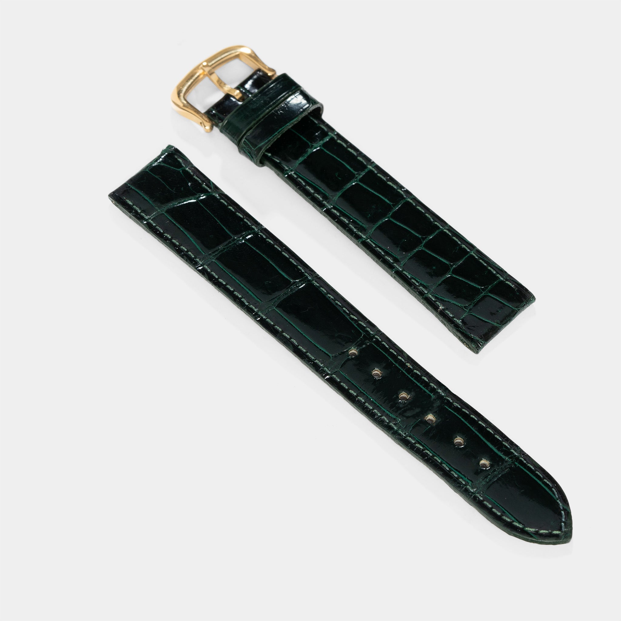 Horlogeband voor Cartier 17.5 mm - The Full Cut Green Alligator