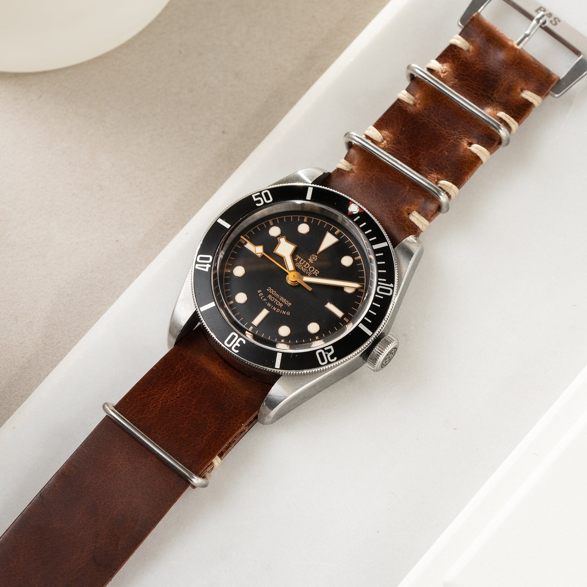 Horlogeband voor Tudor Black Bay 41mm - Siena Brown Single Pass Leather