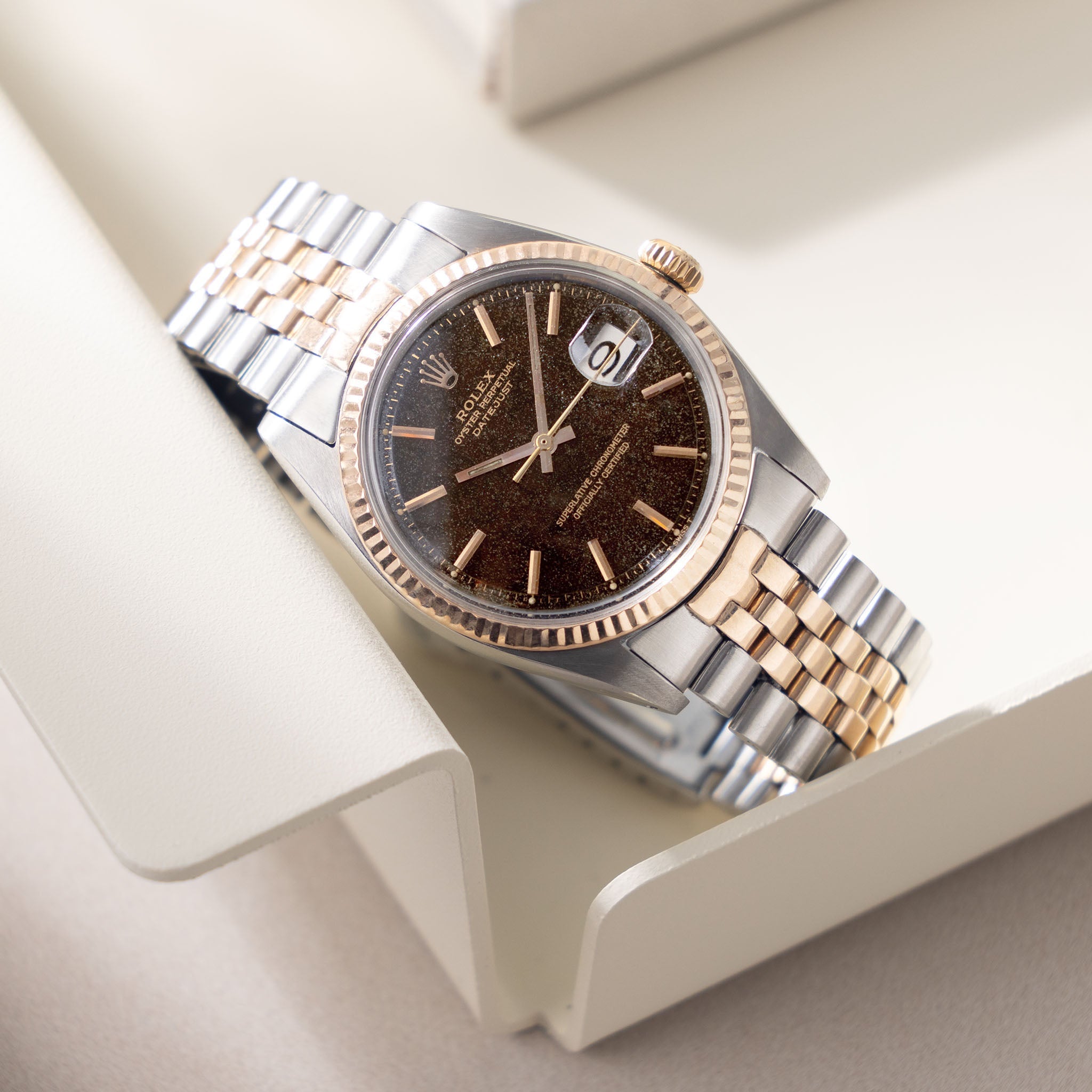 Rolex Datejust 1601 Steel and Pink Gold with tropical Stardust Gilt Dial