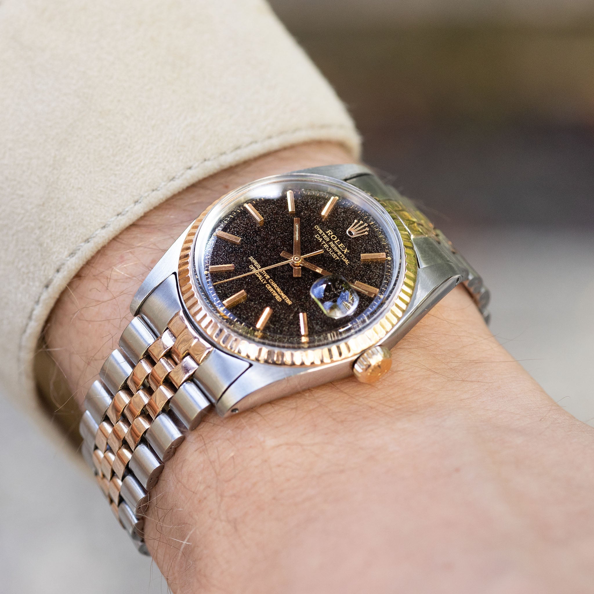 Rolex Datejust 1601 Steel and Pink Gold with tropical Stardust Gilt Dial