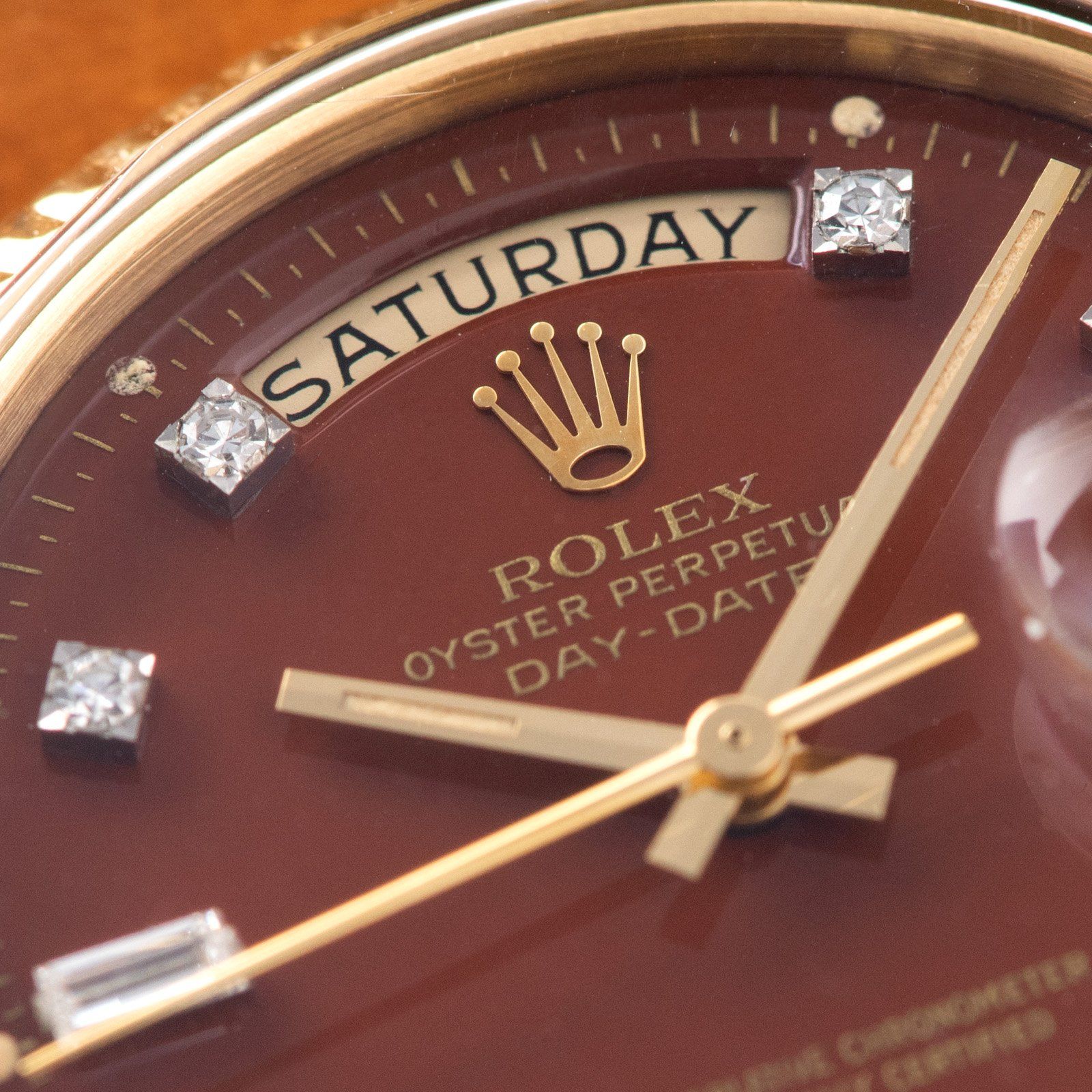 Rolex Oxblood Stella Dial with Diamonds Day Date 1803