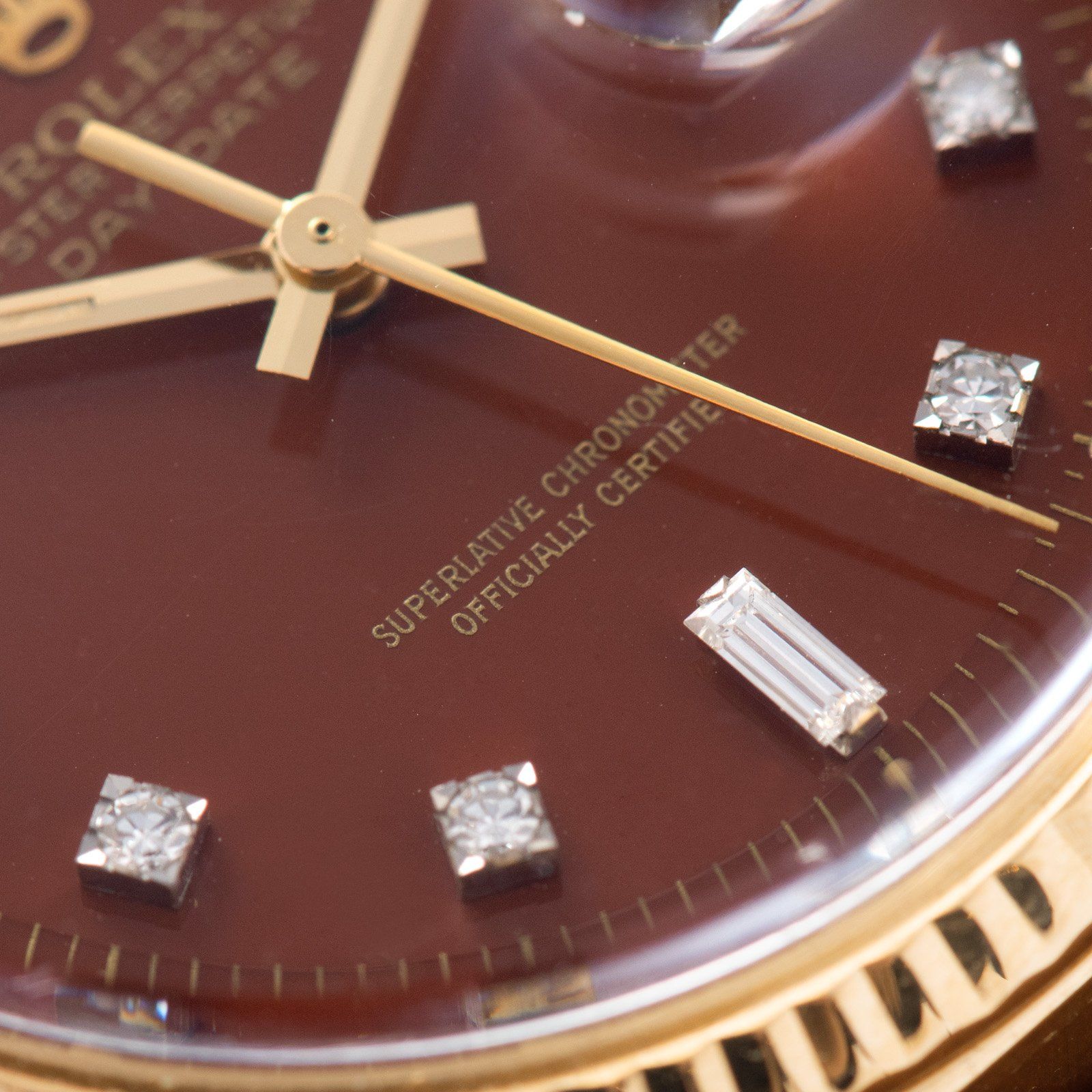 Rolex Oxblood Stella Dial with Diamonds Day Date 1803