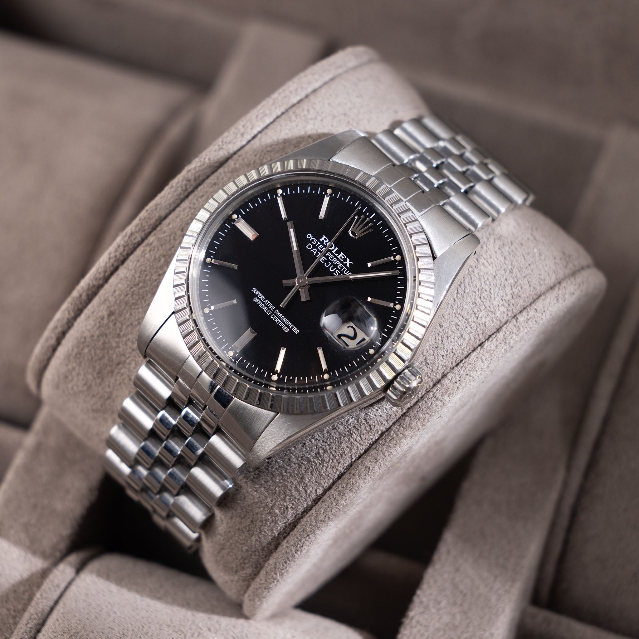 Rolex Datejust Black Gloss Dial Ref 16030