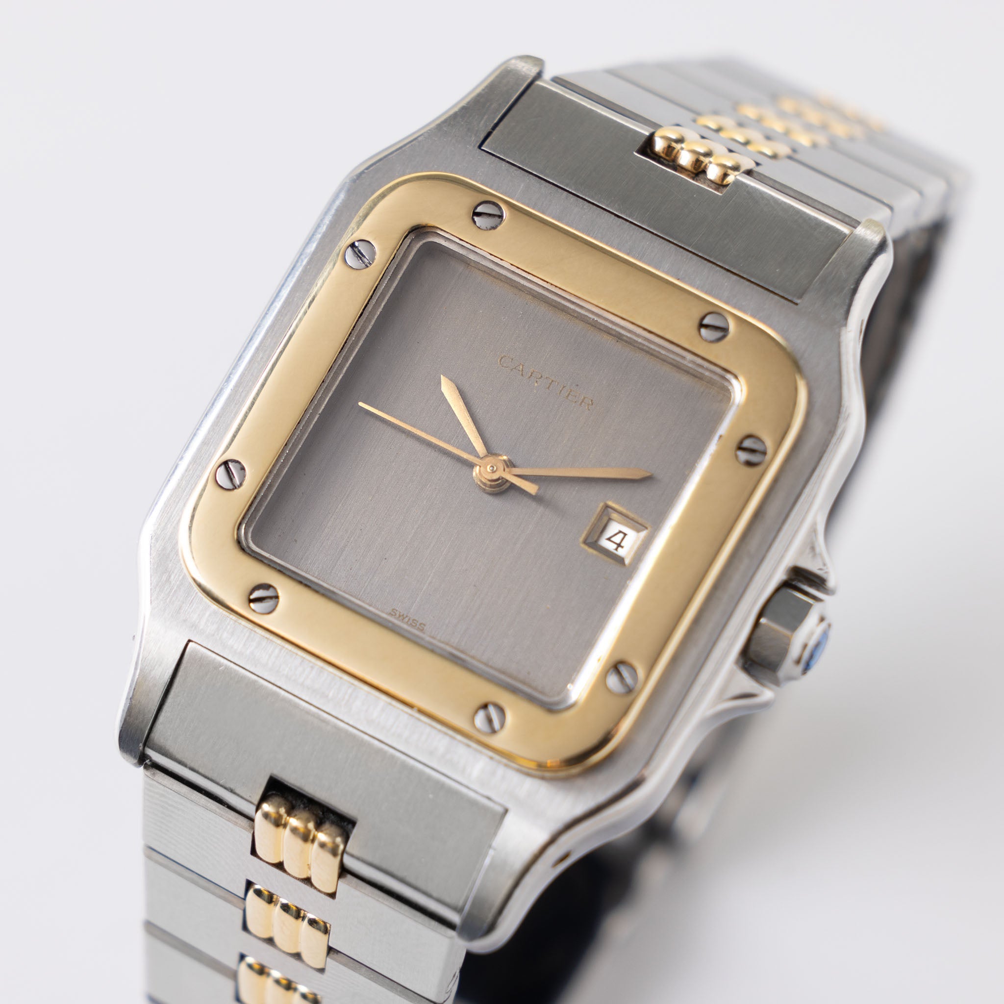 Cartier Santos Carrée Slate Grey Dial Ref 2961 “Godron bracelet”